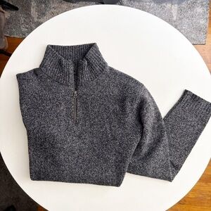 J. Crew Men’s Lambswool 1/2 Zip Pullover Sweater Size Large Tall Gray Heather
